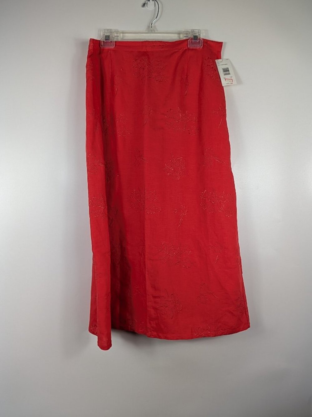 Field Manor Linen Embroidered Floral Skirt Large